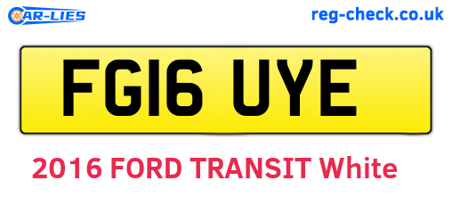 FG16UYE are the vehicle registration plates.