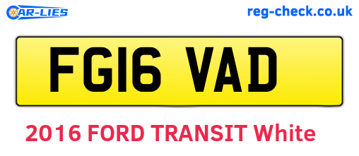 FG16VAD are the vehicle registration plates.