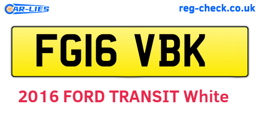 FG16VBK are the vehicle registration plates.