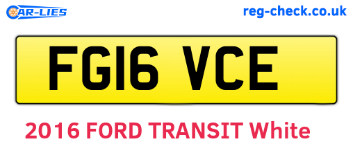 FG16VCE are the vehicle registration plates.