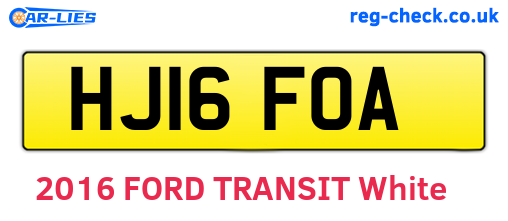 HJ16FOA are the vehicle registration plates.