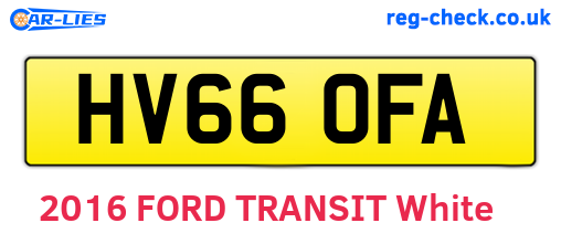 HV66OFA are the vehicle registration plates.
