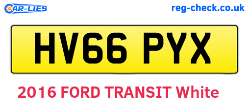 HV66PYX are the vehicle registration plates.