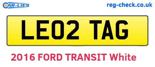 LE02TAG are the vehicle registration plates.