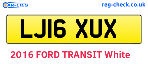 LJ16XUX are the vehicle registration plates.