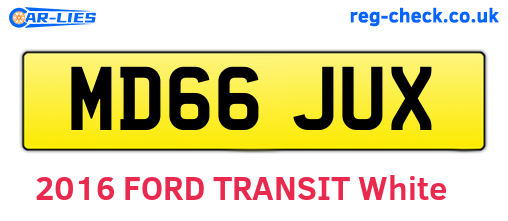MD66JUX are the vehicle registration plates.