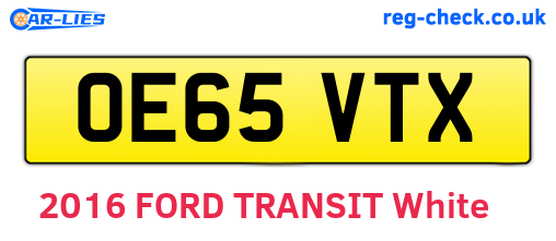 OE65VTX are the vehicle registration plates.