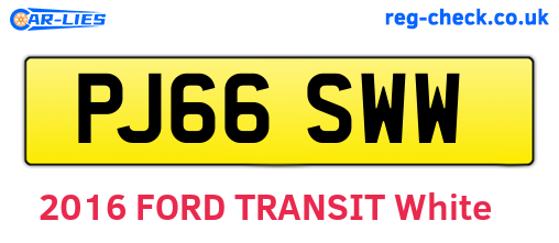 PJ66SWW are the vehicle registration plates.
