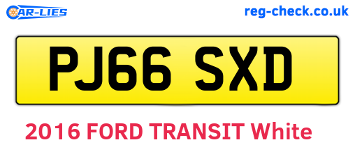 PJ66SXD are the vehicle registration plates.