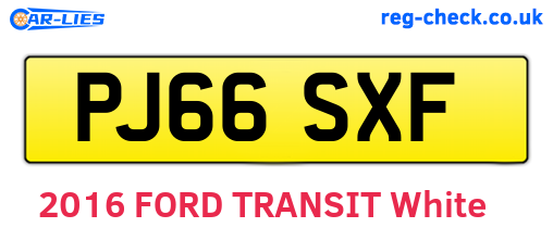 PJ66SXF are the vehicle registration plates.