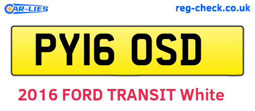 PY16OSD are the vehicle registration plates.