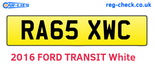 RA65XWC are the vehicle registration plates.