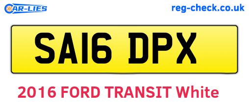 SA16DPX are the vehicle registration plates.