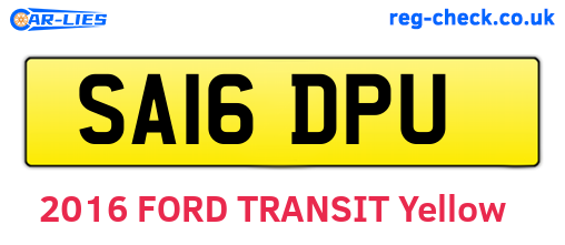 SA16DPU are the vehicle registration plates.