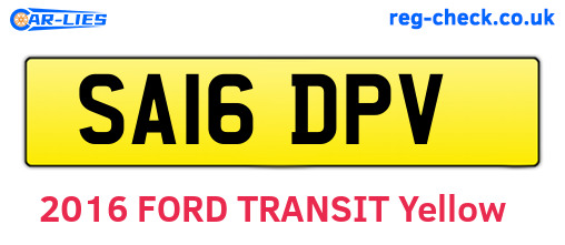 SA16DPV are the vehicle registration plates.