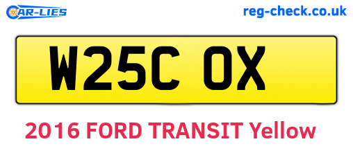W25COX are the vehicle registration plates.