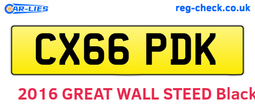 CX66PDK are the vehicle registration plates.