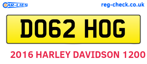 DO62HOG are the vehicle registration plates.