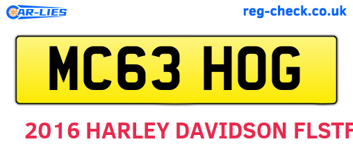 MC63HOG are the vehicle registration plates.
