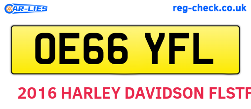 OE66YFL are the vehicle registration plates.
