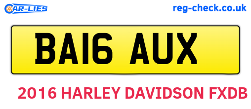 BA16AUX are the vehicle registration plates.