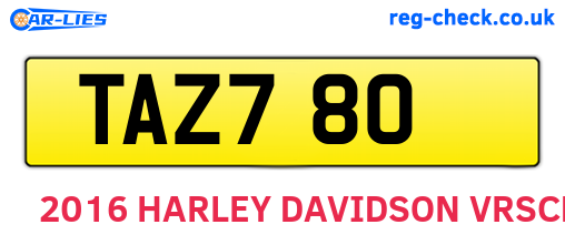TAZ780 are the vehicle registration plates.