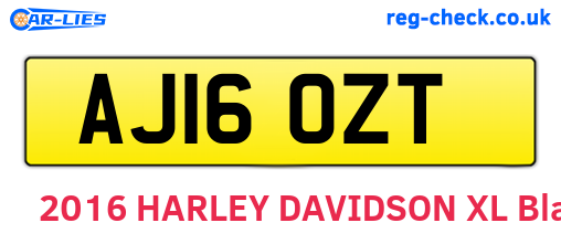 AJ16OZT are the vehicle registration plates.