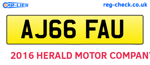 AJ66FAU are the vehicle registration plates.
