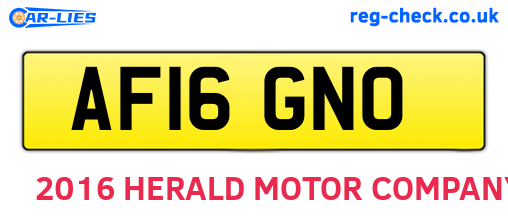 AF16GNO are the vehicle registration plates.