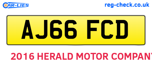 AJ66FCD are the vehicle registration plates.