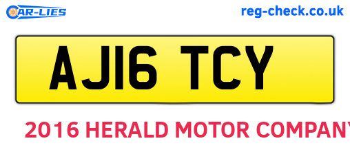 AJ16TCY are the vehicle registration plates.