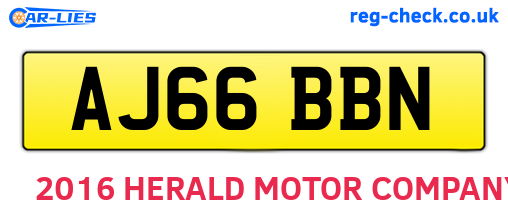 AJ66BBN are the vehicle registration plates.