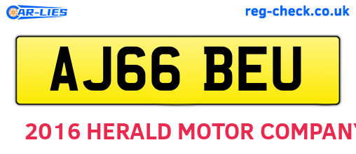 AJ66BEU are the vehicle registration plates.
