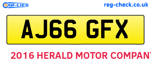 AJ66GFX are the vehicle registration plates.