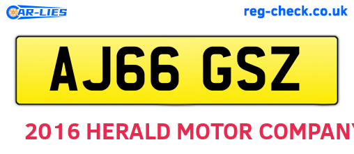 AJ66GSZ are the vehicle registration plates.