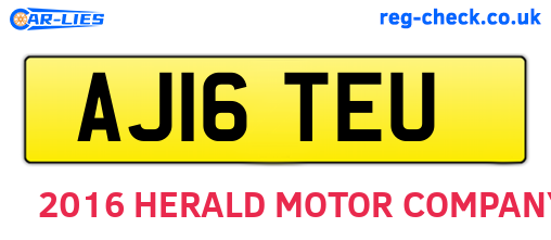AJ16TEU are the vehicle registration plates.