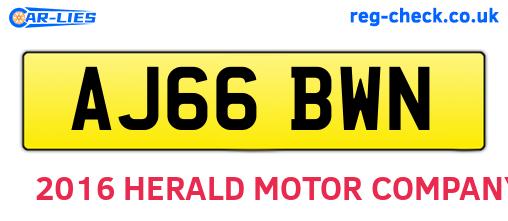 AJ66BWN are the vehicle registration plates.
