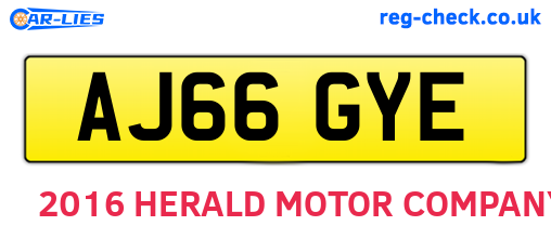 AJ66GYE are the vehicle registration plates.