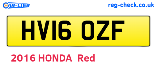 HV16OZF are the vehicle registration plates.