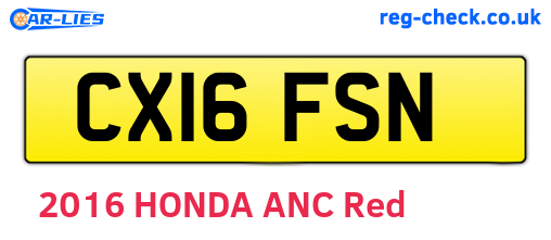 CX16FSN are the vehicle registration plates.