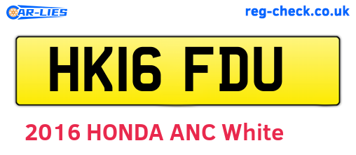 HK16FDU are the vehicle registration plates.