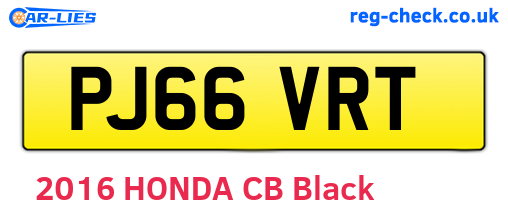 PJ66VRT are the vehicle registration plates.