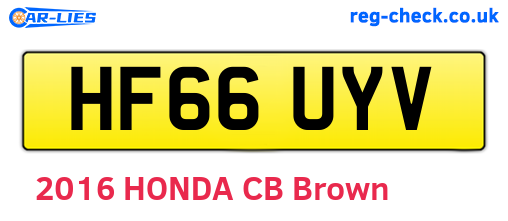 HF66UYV are the vehicle registration plates.
