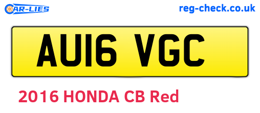 AU16VGC are the vehicle registration plates.