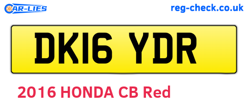 DK16YDR are the vehicle registration plates.