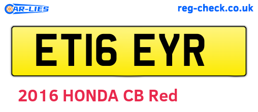ET16EYR are the vehicle registration plates.