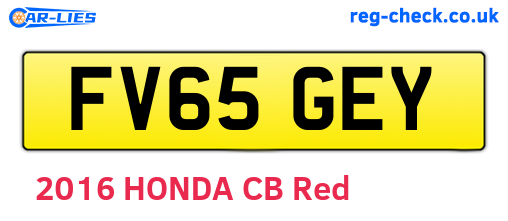 FV65GEY are the vehicle registration plates.