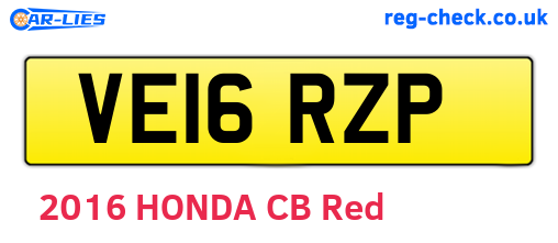 VE16RZP are the vehicle registration plates.