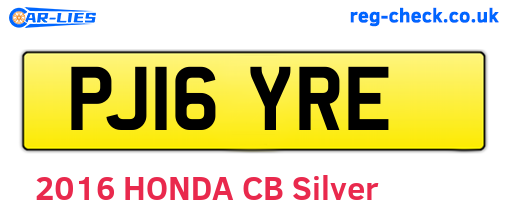 PJ16YRE are the vehicle registration plates.