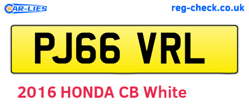 PJ66VRL are the vehicle registration plates.